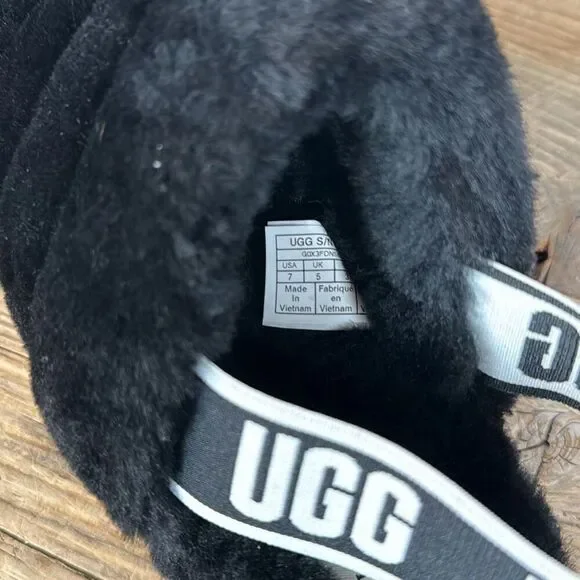 Women’s Black Fluff Yeah Slide NWOT size 7